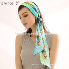 Double Sided Digital Print 100% Silk Head Ribbon Hair scarf Headband Bandana